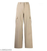 Casual cotton lycra high-waisted wide-legged tapered pants for women, solid pattern, multiple sizes available from India